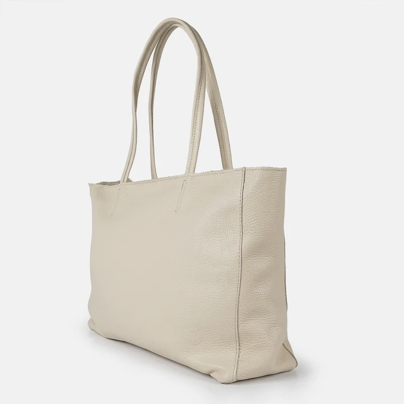 Bolso shopper para mujer de piel para personalizar beige Luna