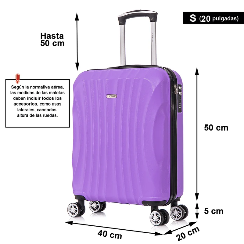 Raykong Maleta Cabina ABS 55x40x20cm (44L) - 20 Pulgadas Morada - Waves
