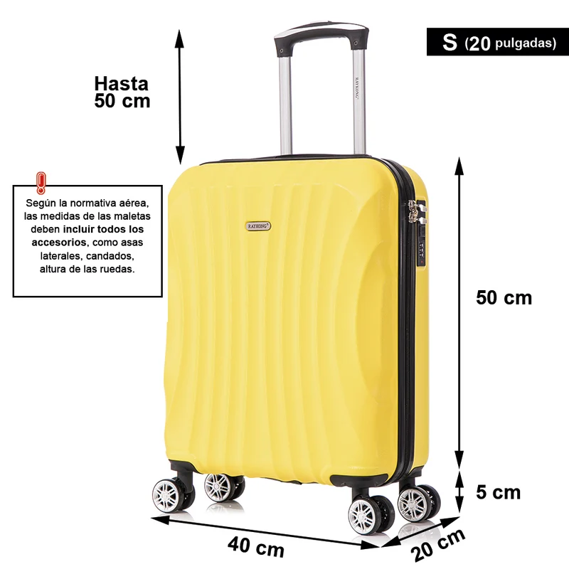 Raykong Maleta Cabina ABS 55x40x20cm (44L) - 20 Pulgadas Amarillo - Waves