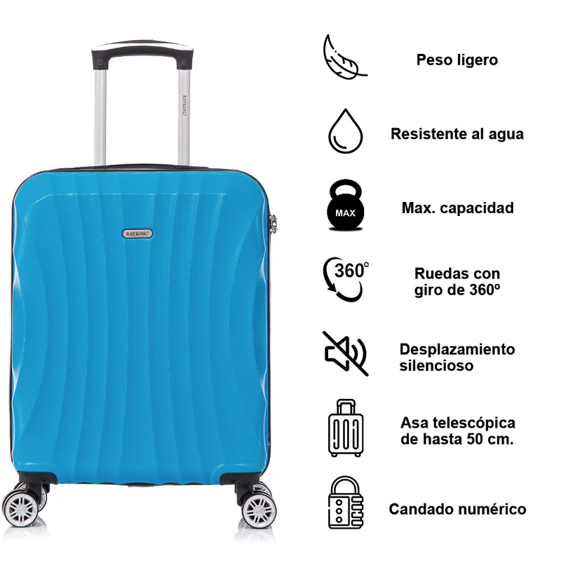 Raykong Maleta Cabina ABS 55x40x20cm (44L) - 20 Pulgadas Turquesa - Waves