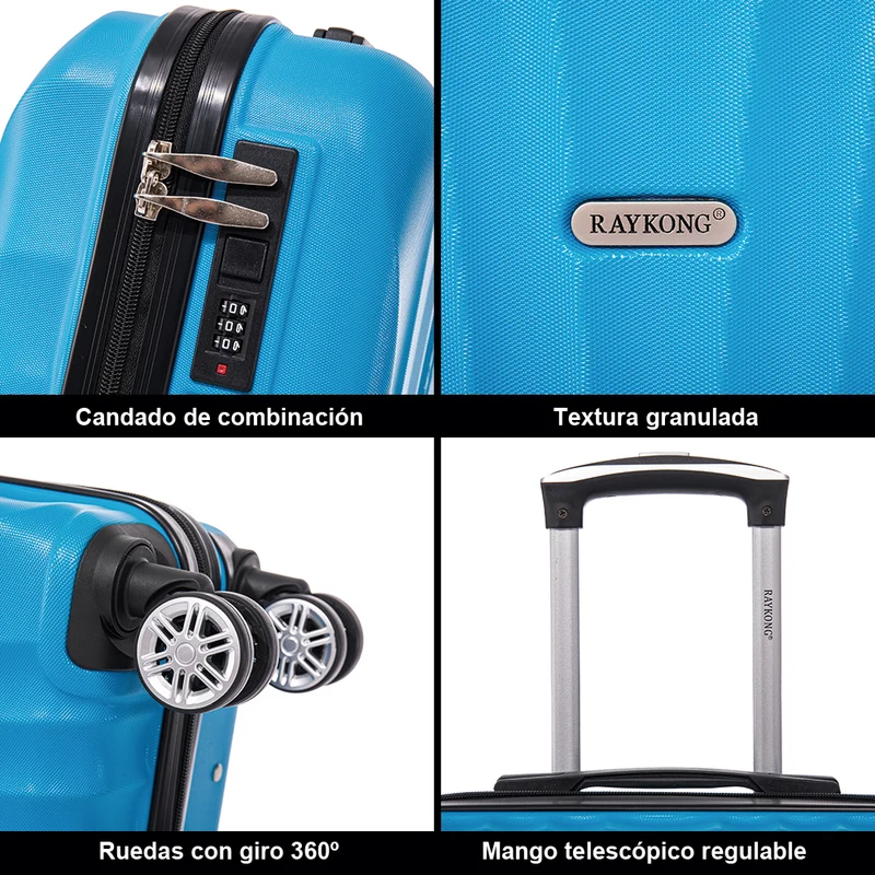 Raykong Maleta Cabina ABS 55x40x20cm (44L) - 20 Pulgadas Turquesa - Waves
