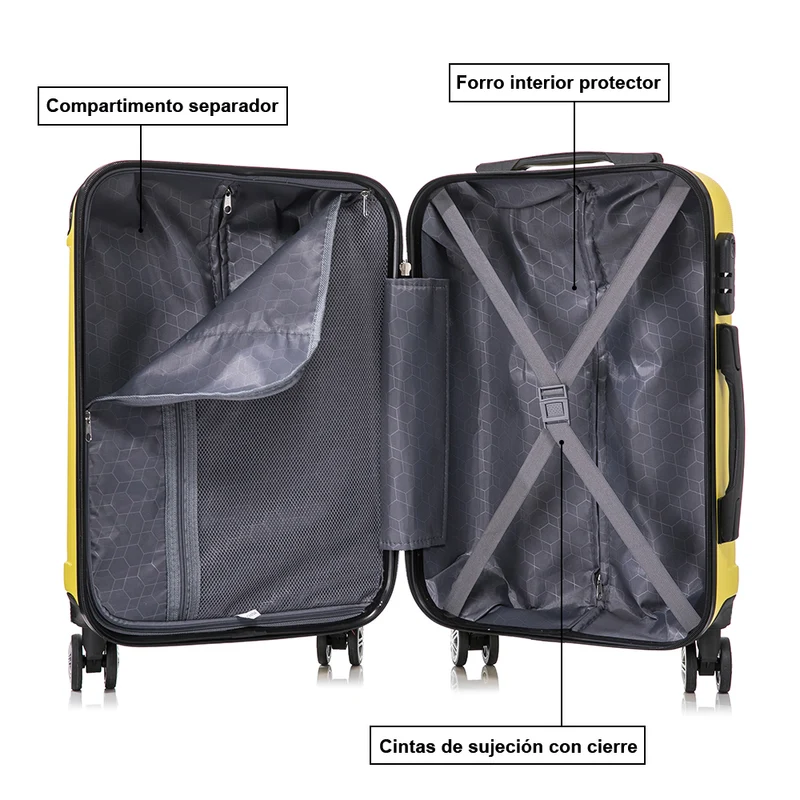 Maleta Cabina ABS 55x40x20cm 44L - 20 Pulgadas Amarillo - Marina