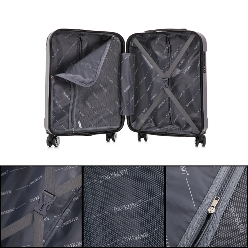 Raykong Maleta Cabina ABS 55x40x20cm (44L) Maxima aprovechamiento de espacio - 20 Pulgadas - Plateada