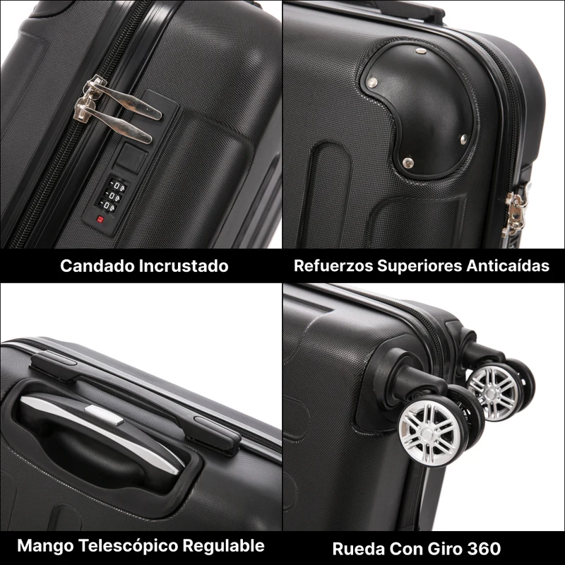 Raykong Maleta Cabina ABS 55x40x20cm (44L) Maxima aprovechamiento de espacio - 20 Pulgadas - Negro