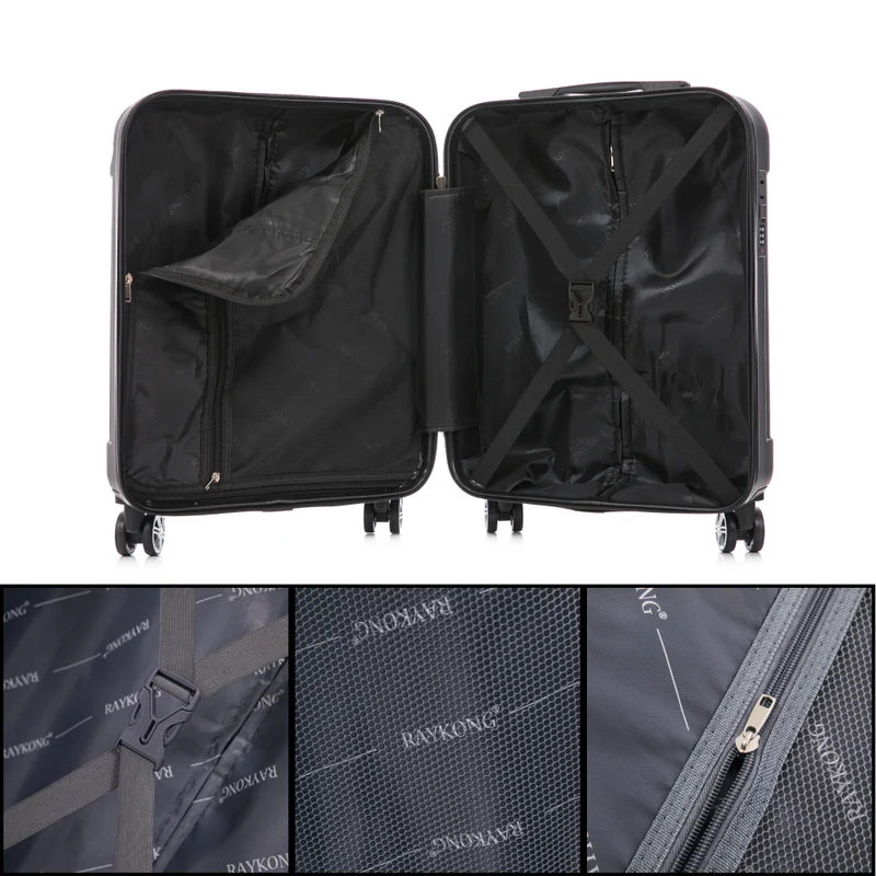 Raykong Maleta Cabina ABS 55x40x20cm (44L) Maxima aprovechamiento de espacio - 20 Pulgadas - Negro