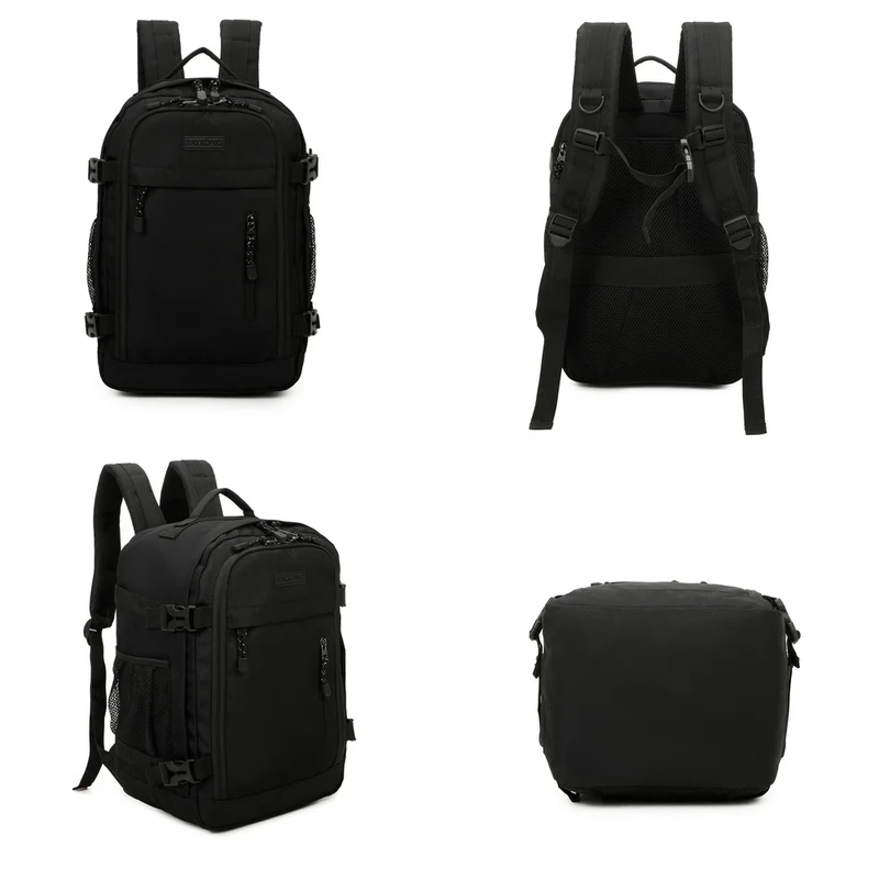 Raykong Mochila De Cabina Ryanair 40x20x25cm (20L) | Mochila De Viaje Impermeable Para Avión | Equipaje De Mano Resistente | Mochila Para Senderismo | Escolar | Trabajo - Negro