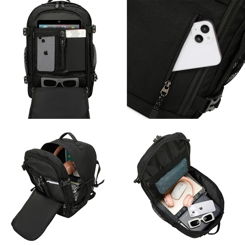 Raykong Mochila De Cabina Ryanair 40x20x25cm (20L) | Mochila De Viaje Impermeable Para Avión | Equipaje De Mano Resistente | Mochila Para Senderismo | Escolar | Trabajo - Negro