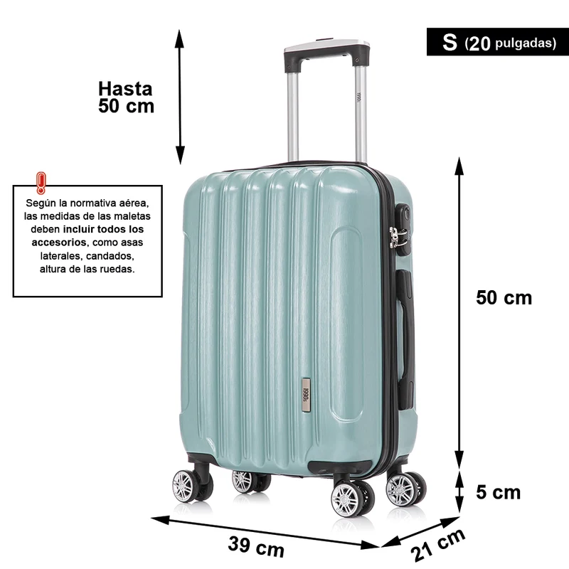 Maleta Cabina 55x39x21cm Policarbonato (45L) - 20 Pulgadas Menta - Seda