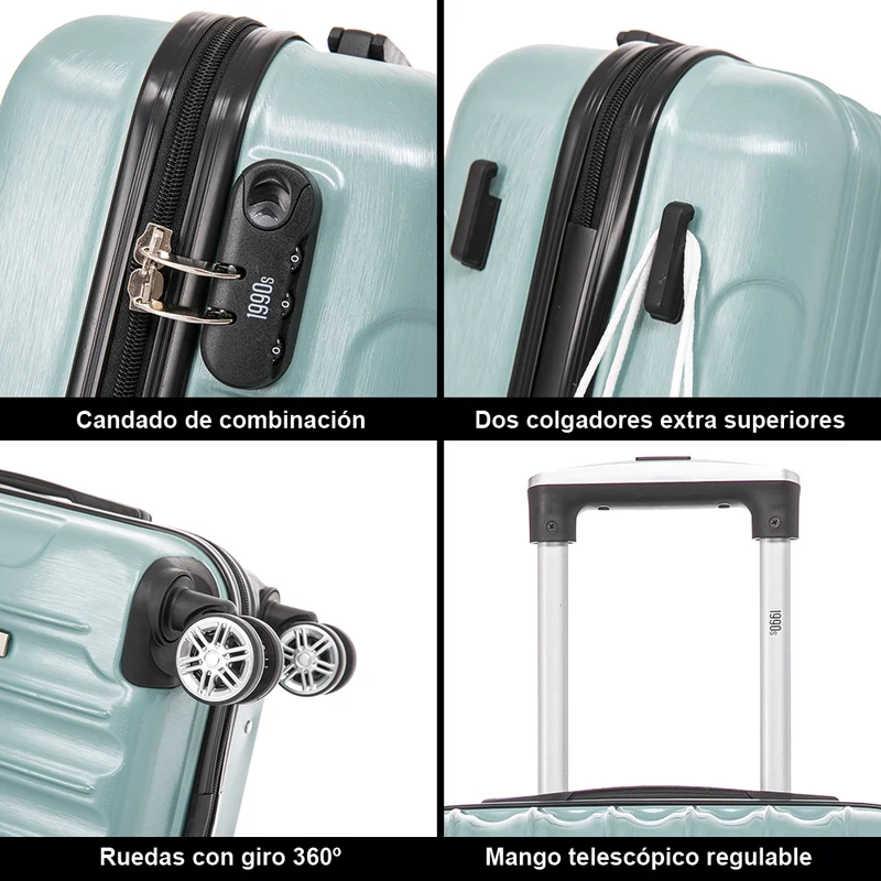Maleta Cabina 55x39x21cm Policarbonato (45L) - 20 Pulgadas Menta - Seda