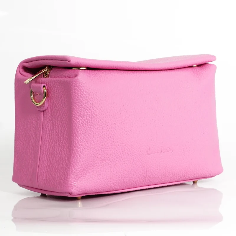 Bolso bandolera de piel con solapa Rosa Laia
