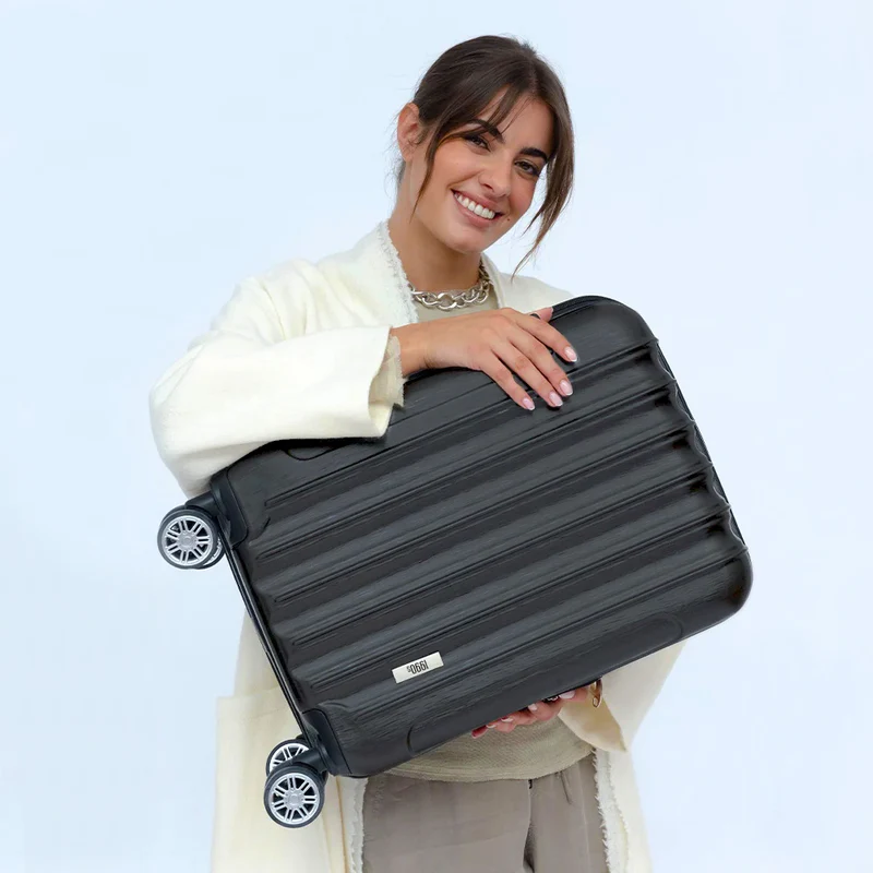 Maleta Cabina 55x39x21cm Policarbonato 45L - 20 Pulgadas Negro - Seda