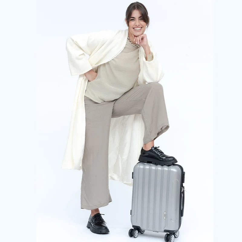 Maleta Cabina 55x39x21cm Policarbonato 45L - 20 Pulgadas Plateada - Seda