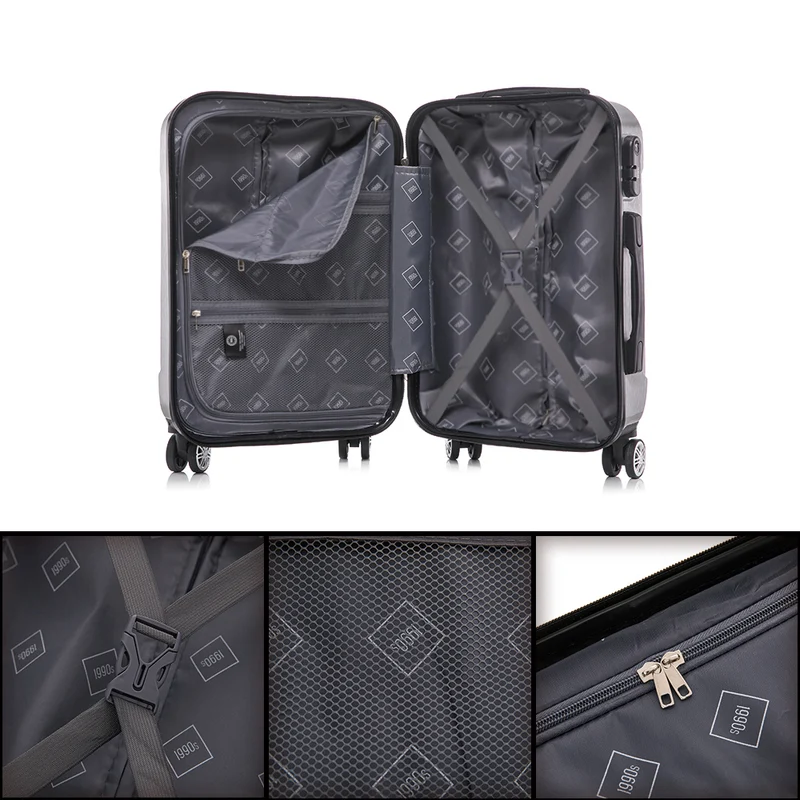 Maleta Cabina 55x39x21cm Policarbonato 45L - 20 Pulgadas Plateada - Seda