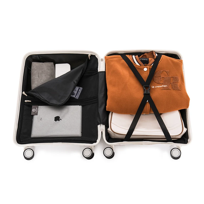 Juego de maletas PP Rígida 3 piezas|Maleta Cabina 55cm|Maleta Mediana extensible 65cm|Maleta Grande Extensible 75cm|Choco Blanco