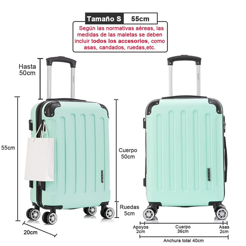 Maleta Cabina ABS 55x40x20cm (40L) - 20 Pulgadas Menta - Marina