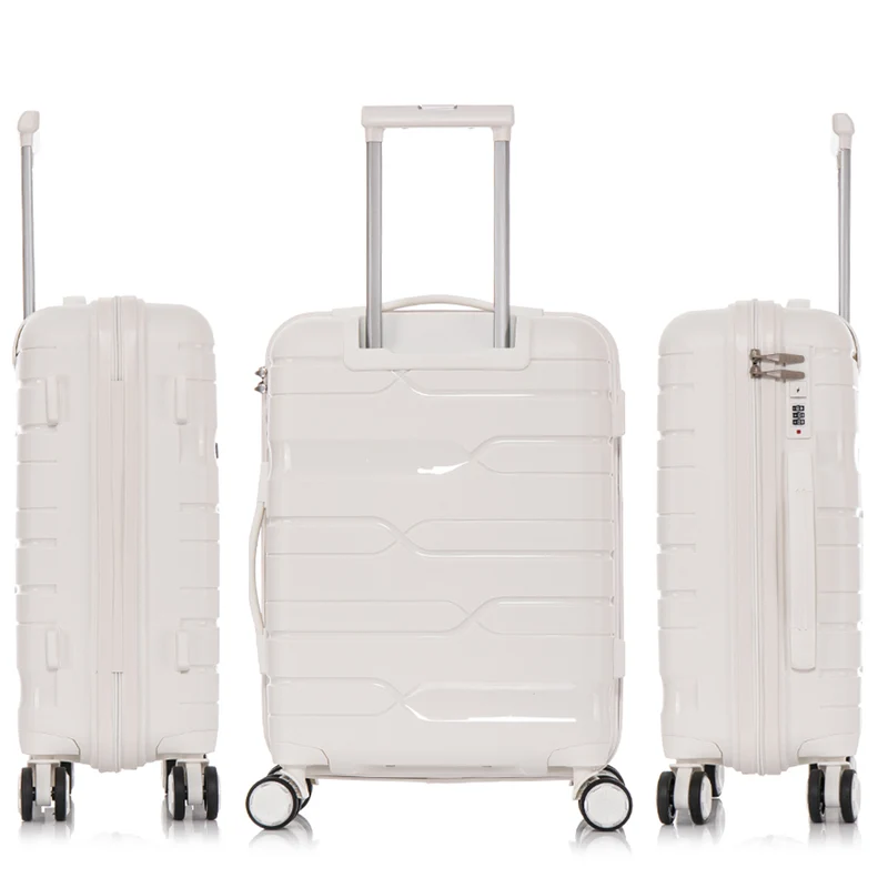Maleta de cabina 55x38x22 cm (44L) Polipropileno - Candado Incrustado - 20 Pulgadas - Blanco - Bass