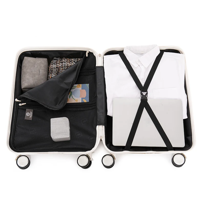 Maleta de cabina 55x38x22 cm (44L) Polipropileno - Candado Incrustado - 20 Pulgadas - Blanco - Bass