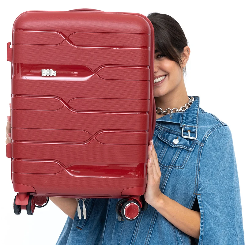 Maleta de cabina 55x38x22 cm (44L) Polipropileno - Candado Incrustado - 20 Pulgadas - Burdeos - Bass