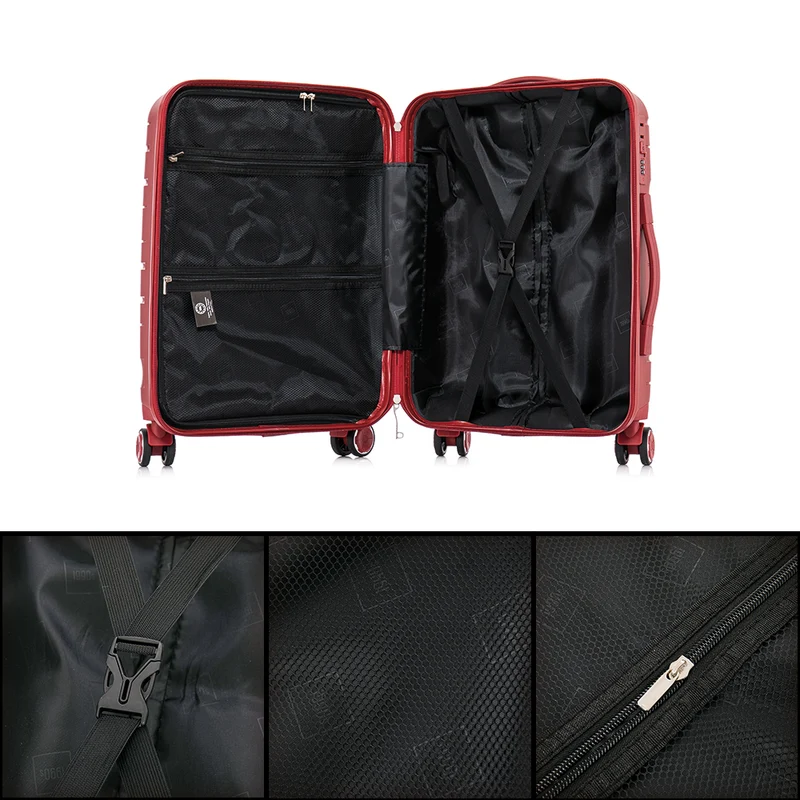 Maleta de cabina 55x38x22 cm (44L) Polipropileno - Candado Incrustado - 20 Pulgadas - Burdeos - Bass