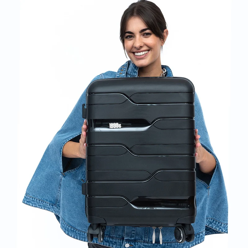Maleta de cabina 55x38x22 cm (44L) Polipropileno - Candado Incrustado - 20 Pulgadas - Negro - Bass
