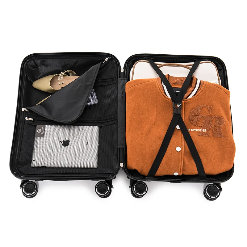 Maleta de cabina 55x38x22 cm (44L) Polipropileno - Candado Incrustado - 20 Pulgadas - Negro - Bass