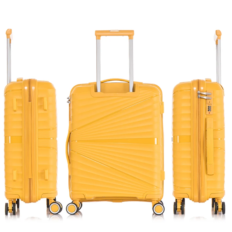 Maleta de cabina 55x39x21.5 cm (46L) Polipropileno - Candado Incrustado - 20 Pulgadas - Amarillo - Chocolate