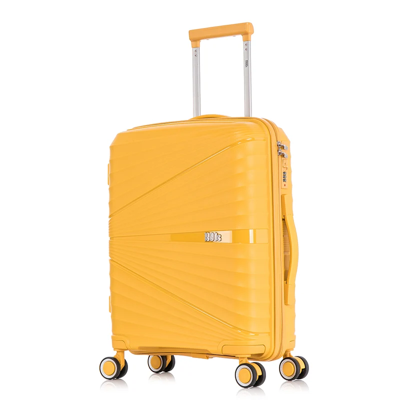 Maleta de cabina 55x39x21.5 cm (46L) Polipropileno - Candado Incrustado - 20 Pulgadas - Amarillo - Chocolate