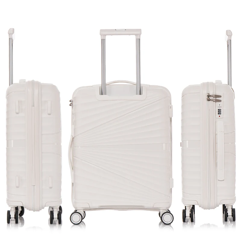 Maleta de cabina 55x39x21.5 cm (46L) Polipropileno - Candado Incrustado - 20 Pulgadas - Blanco - Chocolate