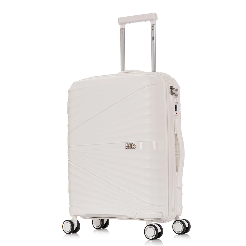 Maleta de cabina 55x39x21.5 cm (46L) Polipropileno - Candado Incrustado - 20 Pulgadas - Blanco - Chocolate