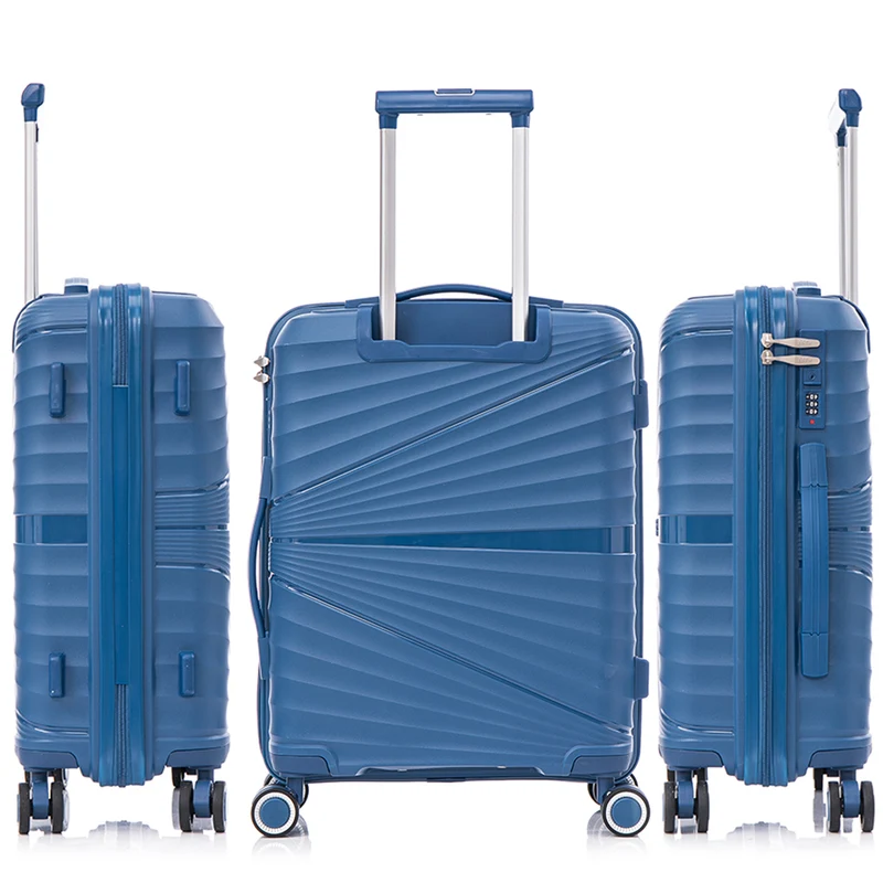 Maleta de cabina 55x39x21.5 cm (46L) Polipropileno - Candado Incrustado - 20 Pulgadas - Azul marino - Chocolate