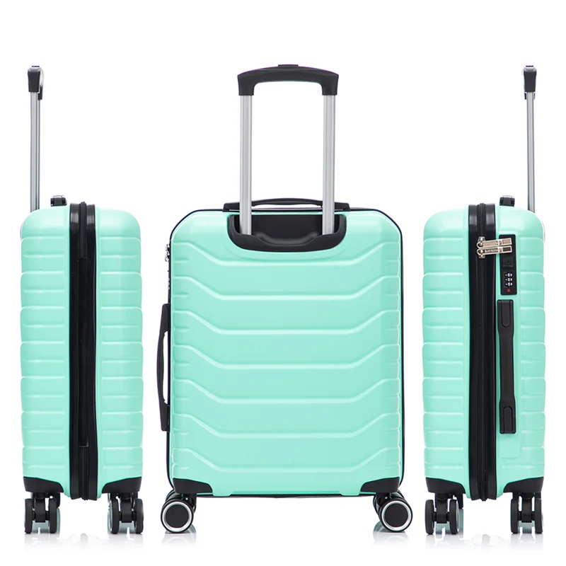 RAYKONG Maleta de Cabina 55x40x20cm Policarbonato (40L) semirígida Trolley pequeño Equipaje de Mano 4 Ruedas giratorios a 360º Cierre numérico-Menta