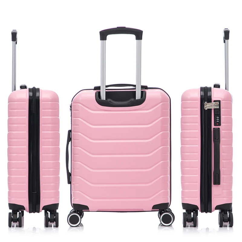 RAYKONG Maleta de Cabina 55x40x20cm Policarbonato (40L) semirígida Trolley pequeño Equipaje de Mano 4 Ruedas giratorios a 360º Cierre numérico-Rosa