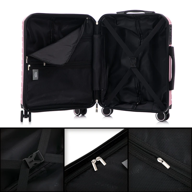 RAYKONG Maleta de Cabina 55x40x20cm Policarbonato (40L) semirígida Trolley pequeño Equipaje de Mano 4 Ruedas giratorios a 360º Cierre numérico-Rosa