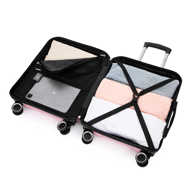 RAYKONG Maleta de Cabina 55x40x20cm Policarbonato (40L) semirígida Trolley pequeño Equipaje de Mano 4 Ruedas giratorios a 360º Cierre numérico-Rosa