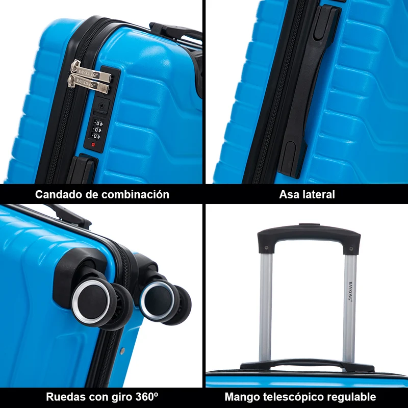 RAYKONG Maleta de Cabina 55x40x20cm Policarbonato (40L) semirígida Trolley pequeño Equipaje de Mano 4 Ruedas giratorios a 360º Cierre numérico- Turquesa