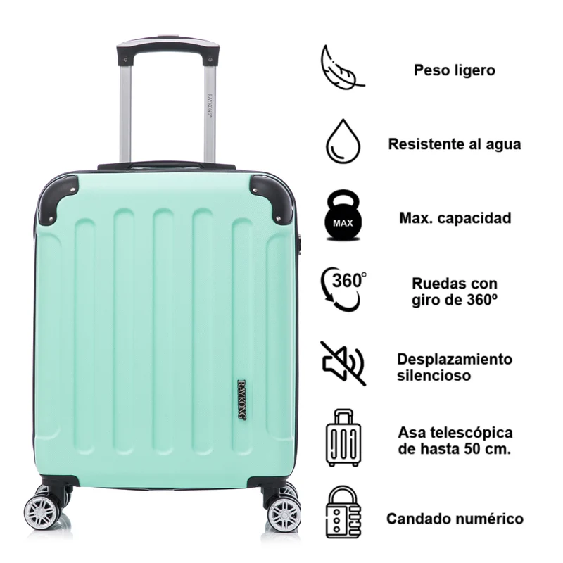 Raykong Maleta Cabina ABS 55x40x20cm (44L) Maxima aprovechamiento de espacio - 20 Pulgadas - Menta