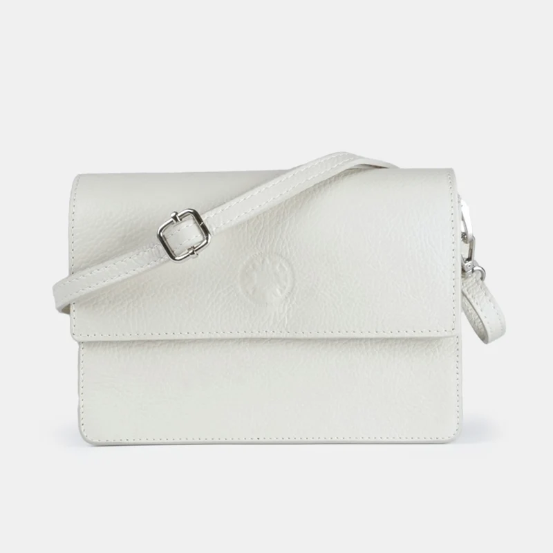 Bolso bandolera de piel para mujer beige Adina