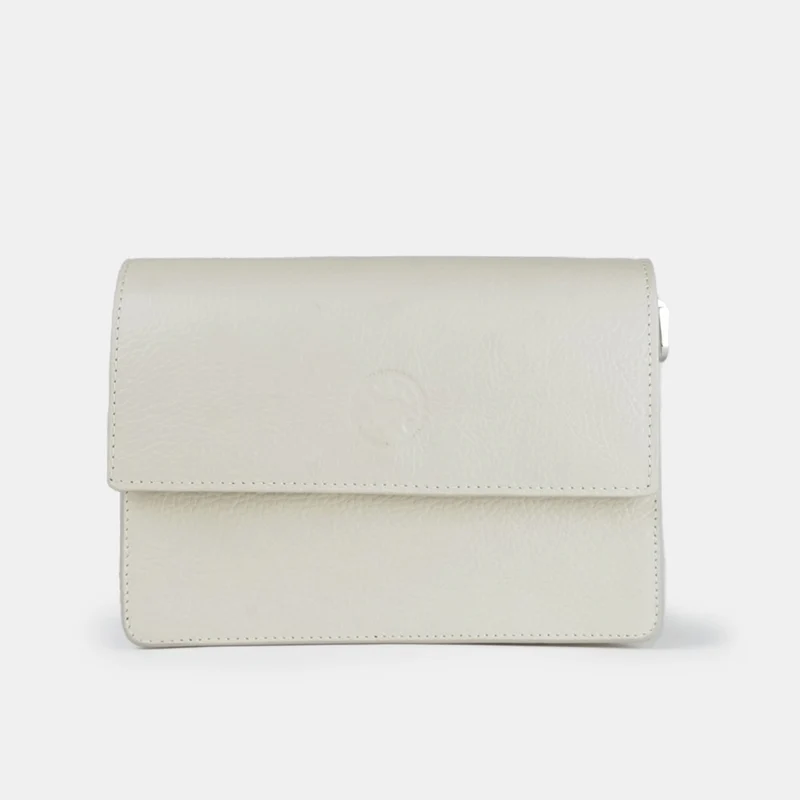 Bolso bandolera de piel para mujer beige Adina