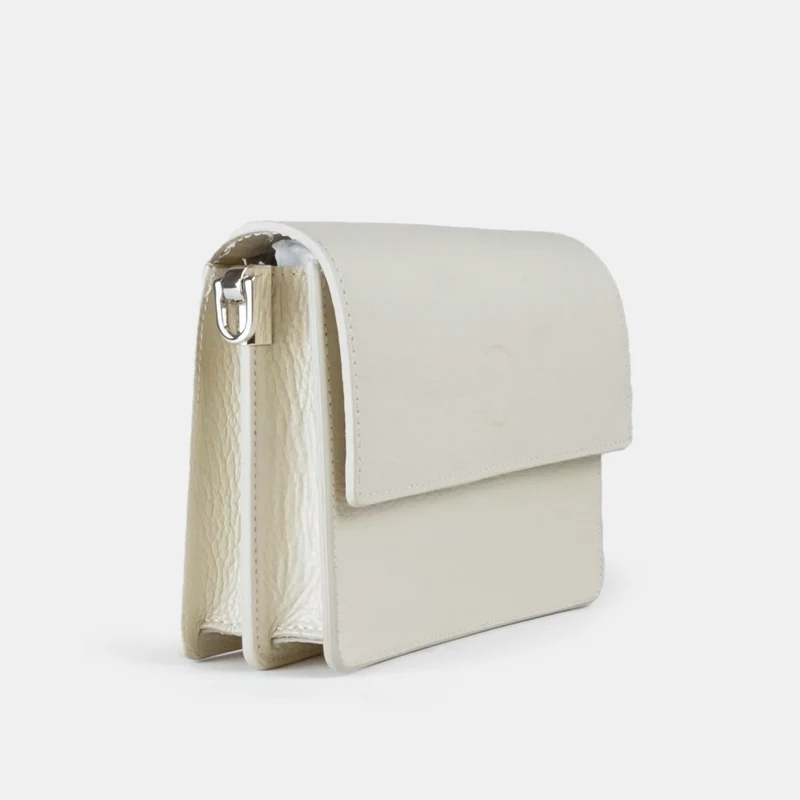 Bolso bandolera de piel para mujer beige Adina