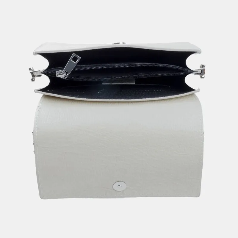 Bolso bandolera de piel para mujer beige Adina