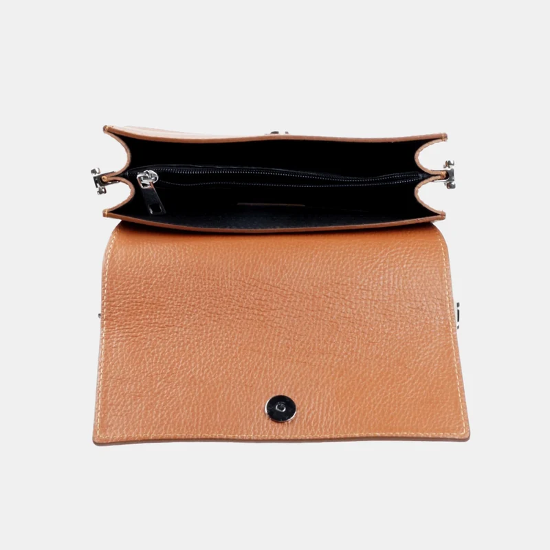 Bolso bandolera de piel para mujer marrón Adina