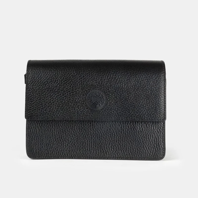 Bolso bandolera de piel para mujer negro Adina