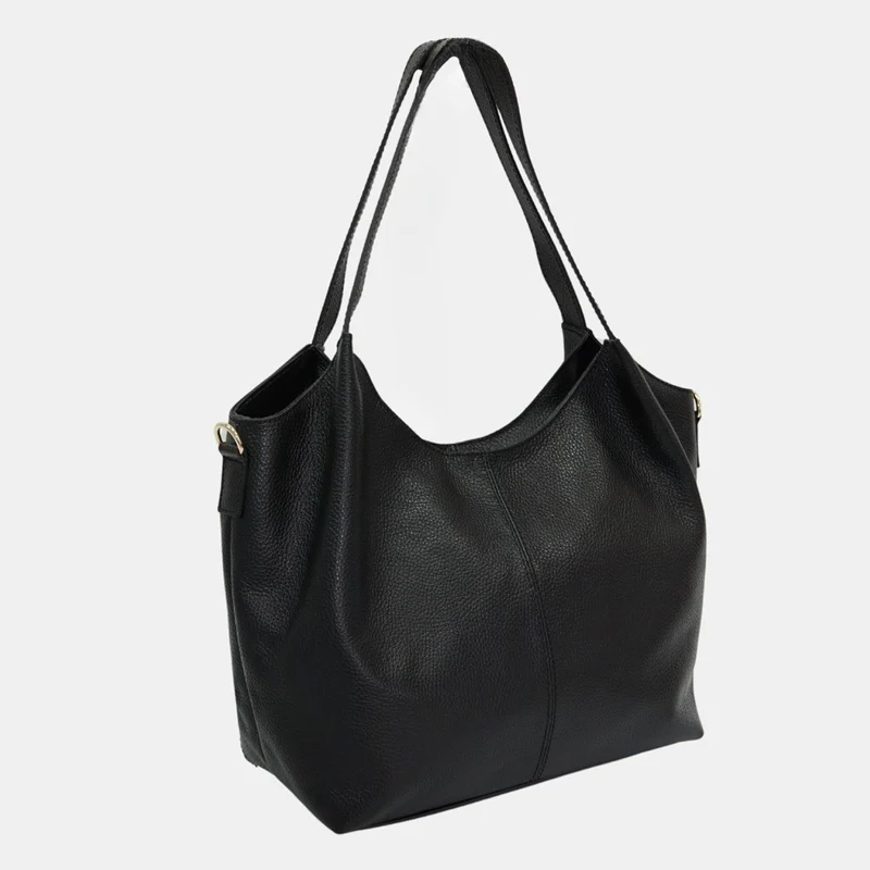 Bolso shopper mujer piel grande Alina (Negro)