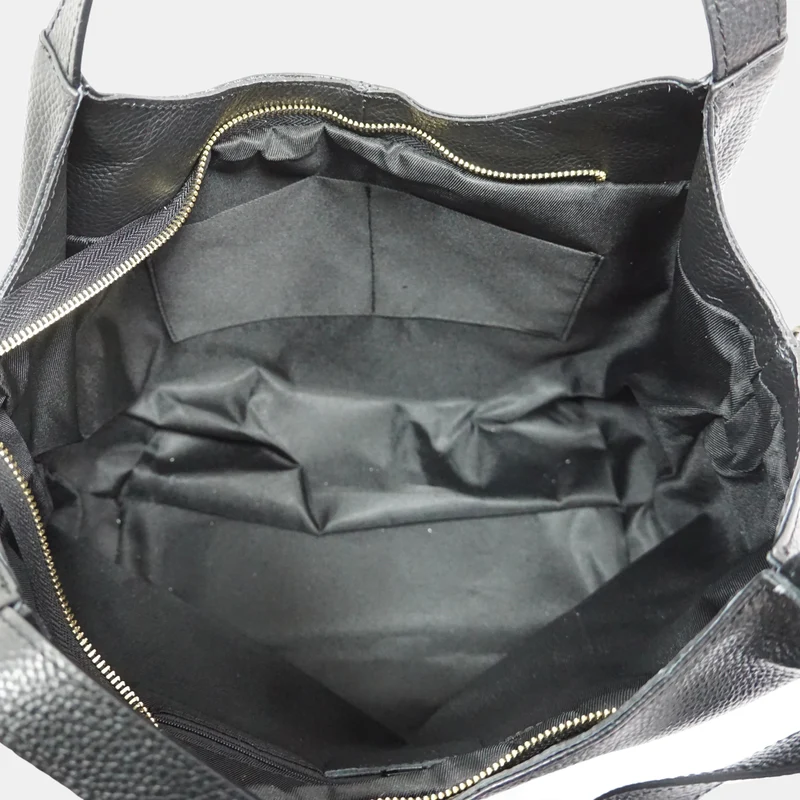 Bolso shopper mujer piel grande Alina (Negro)