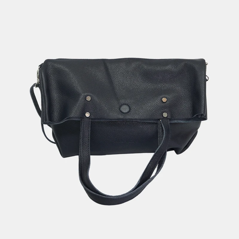 Bolso Shopper Grande de Piel para Mujer – Paulina (Azul Marino)