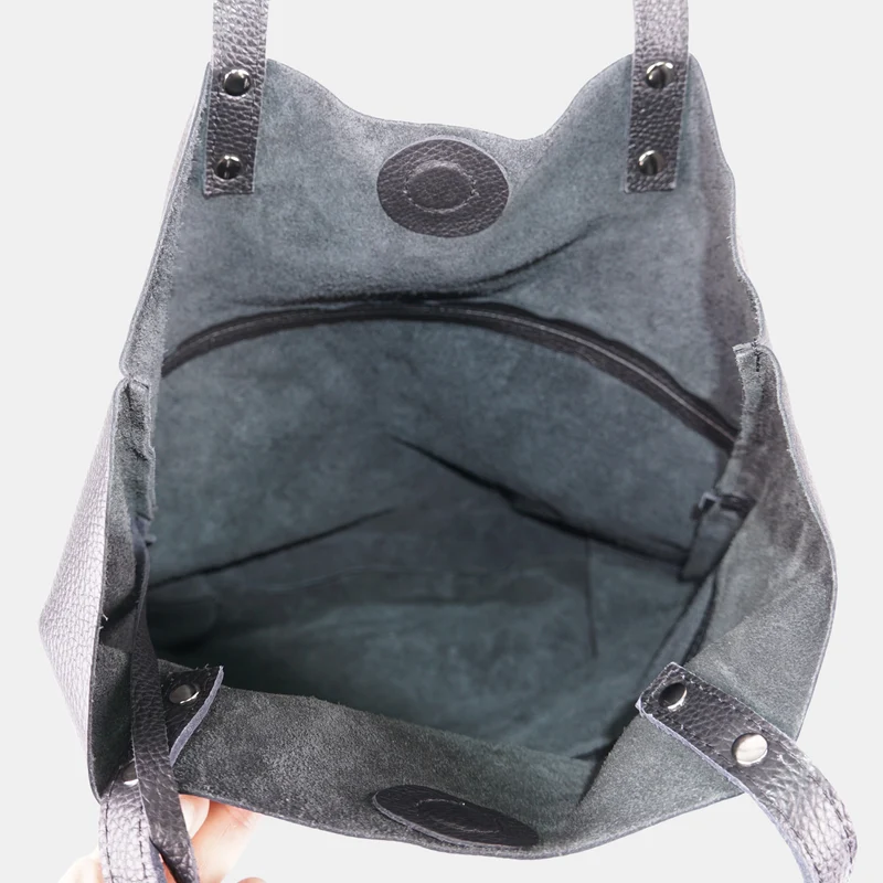 Bolso Shopper Grande de Piel para Mujer – Paulina (Azul Marino)