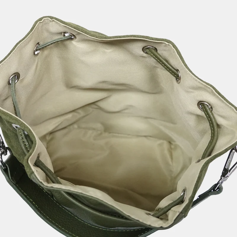 Bandolera mujer piel serraje - bolso saco Giulia (verde)