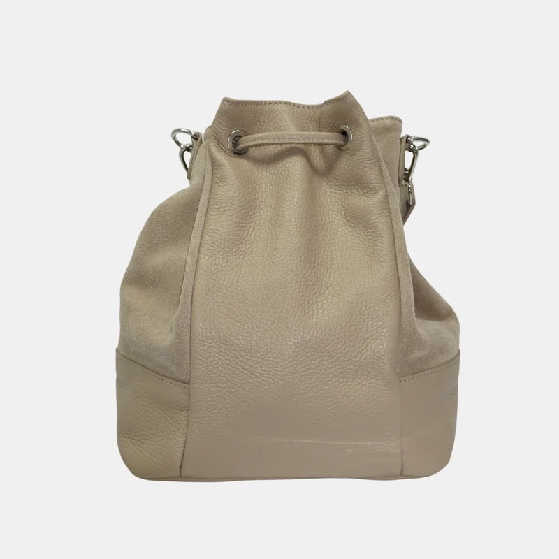 Bandolera mujer piel serraje - bolso saco Giulia (caqui)