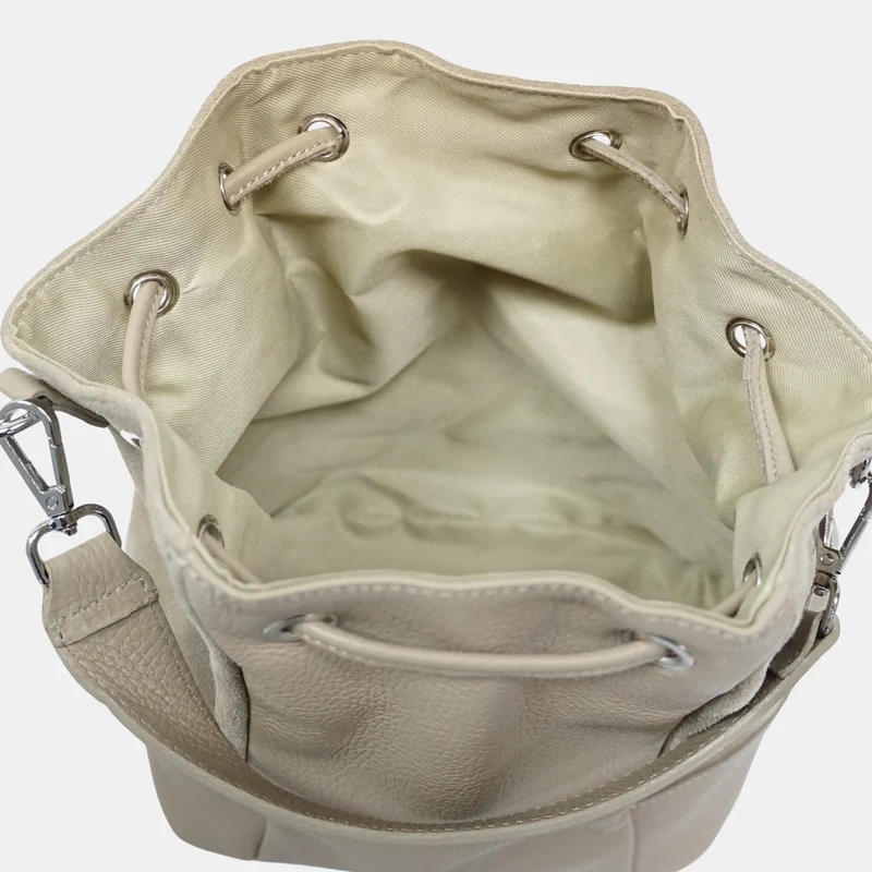 Bandolera mujer piel serraje - bolso saco Giulia (caqui)