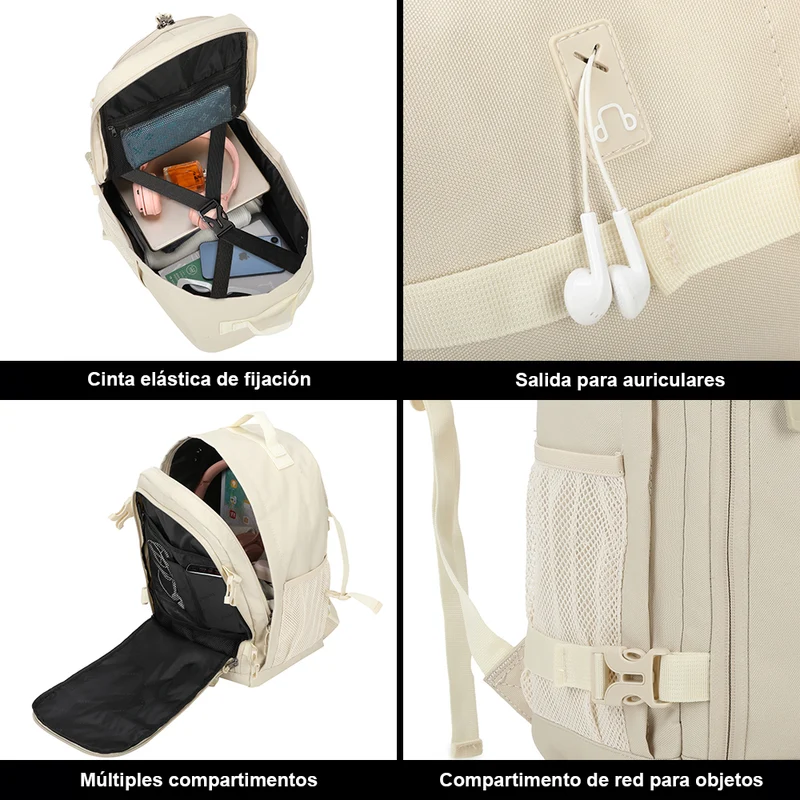 Raykong Mochila De Cabina Ryanair 40x20x25cm (20L) | Mochila De Viaje Impermeable Para Avión | Equipaje De Mano Resistente | Mochila Para Senderismo | Escolar | Trabajo - Beige